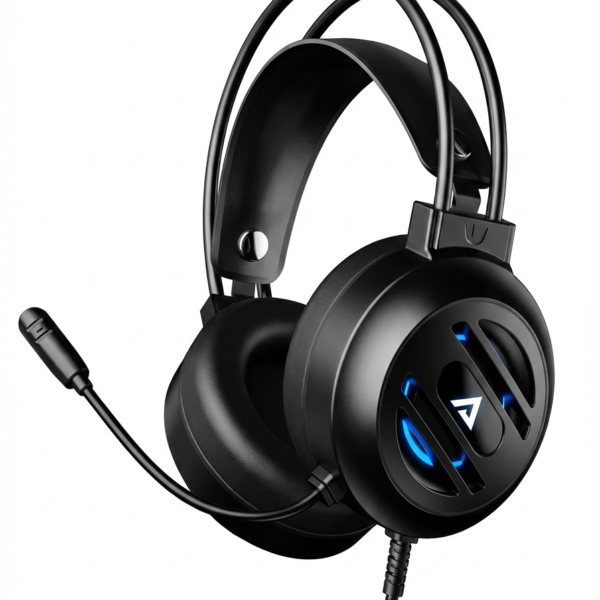 ADQELO AQ220 Wired Gaming Headset – Over-Ear Headphones with Flexible Noise-Cancelling Mic & LED Lighting