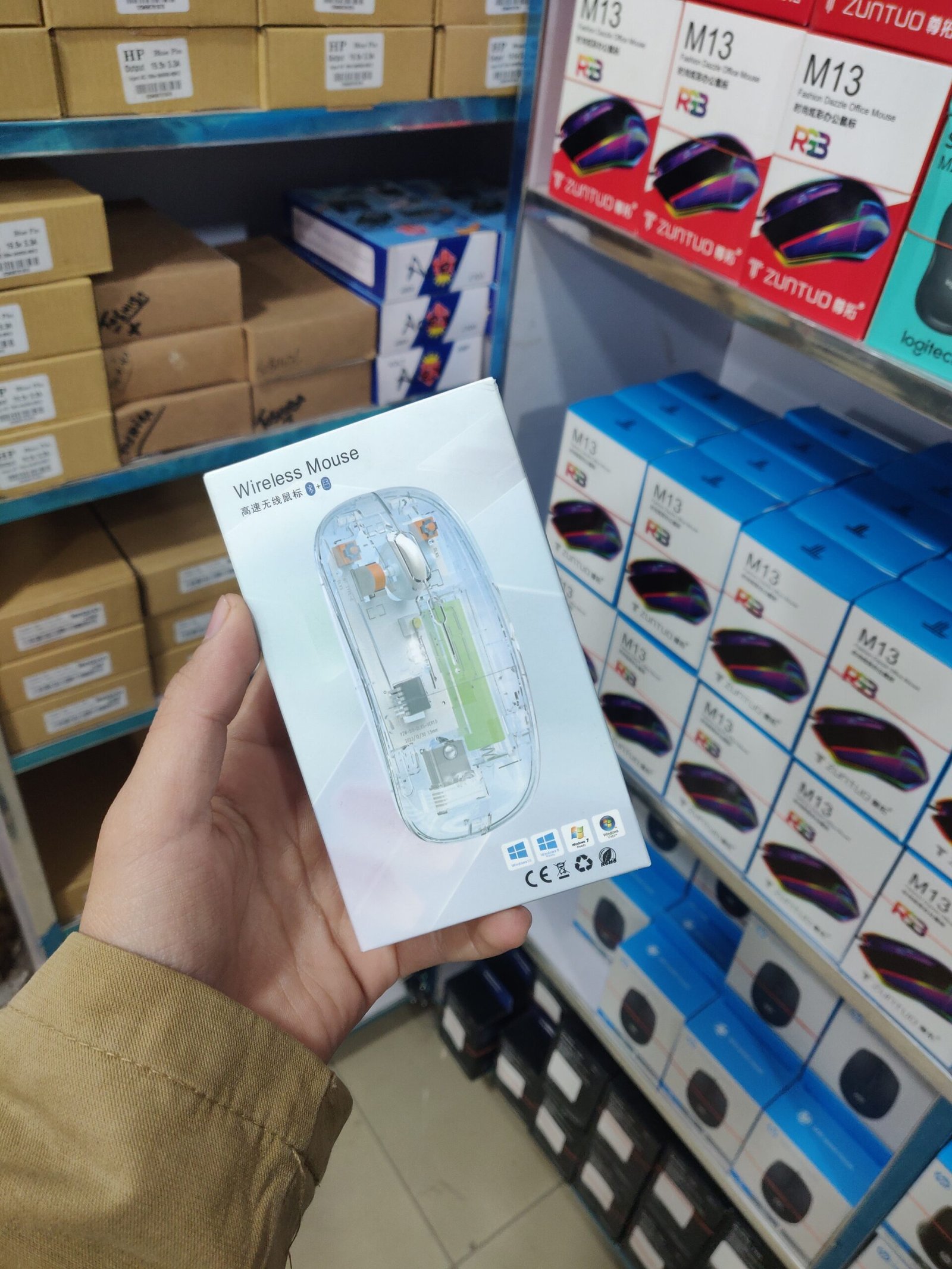 Buy the trendy Transparent Wireless + Bluetooth Mouse. Features 2.4GHz & Dual Bluetooth 5.1, RGB lighting, and Type-C recharging. Compatible with Mac, Windows, and iPad