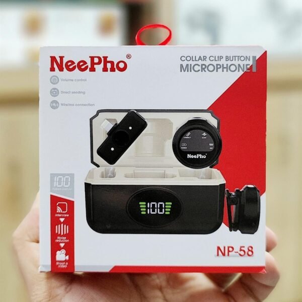 NeePho NP-58 Wireless Collar Clip Microphone | 2-in-1 for Android & iPhone