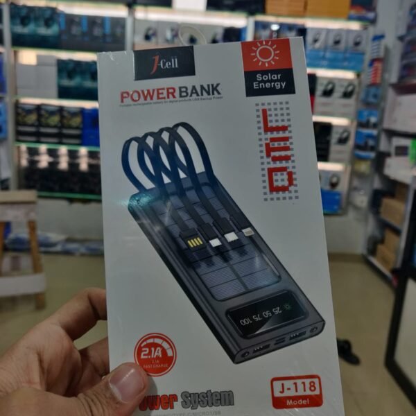 Stay powered anywhere with the J Cell J-118 Solar Power Bank.