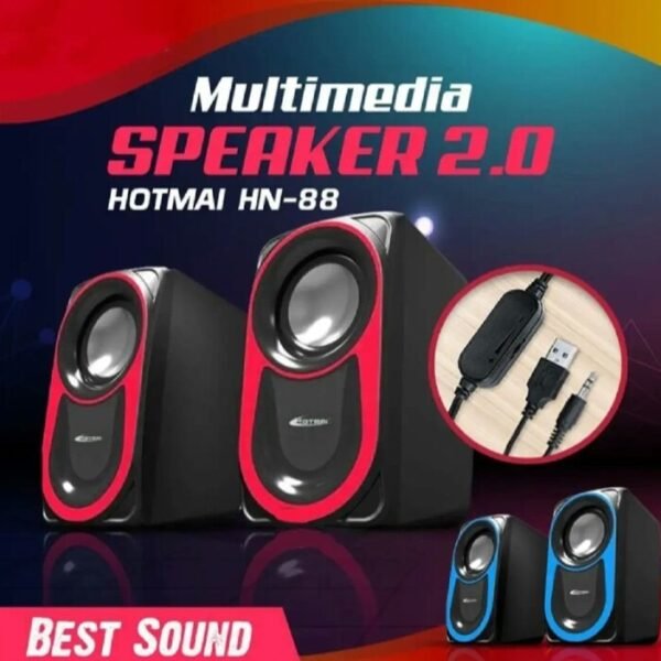 Upgrade your sound with incredible Hotmai HN 88 Speakers. This best-selling 2.0 multimedia system offers excellent audio for PC, phones, and laptops.