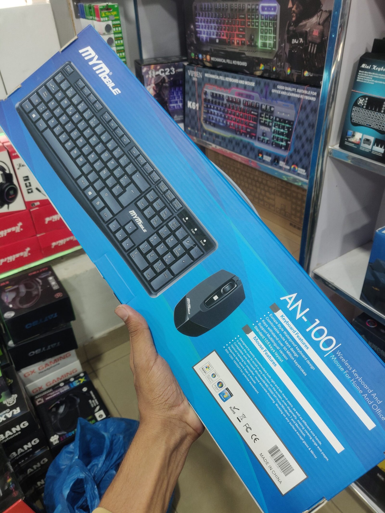 Wireless Keyboard and Mouse Combo AN100 – 2.4GHz Quiet Ergonomic Full-Size Keyboard & Optical Mouse - Image 2