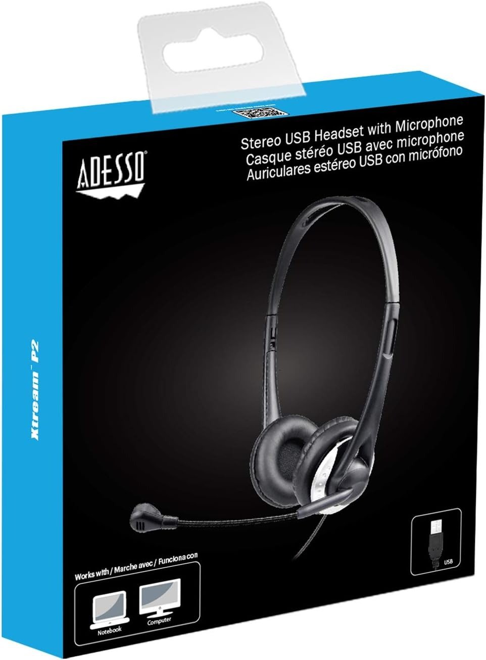 Adesso XTREAM P2 Stereo USB Headphone – Binaural Over-The-Head Headset with 270° Noise-Canceling Microphone & Built-In Sound Chip - Image 4