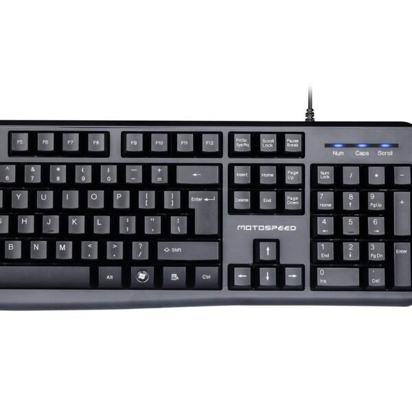 Motospeed S102 Wired Keyboard and Mouse Combo – Full-Size Ergonomic Desktop Keyboard with High-Rebound Silicone Switches & Precision USB Optical Mouse