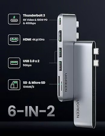 UGREEN USB - C HUB FOR MAC BOOK PRO (6 IN 2)