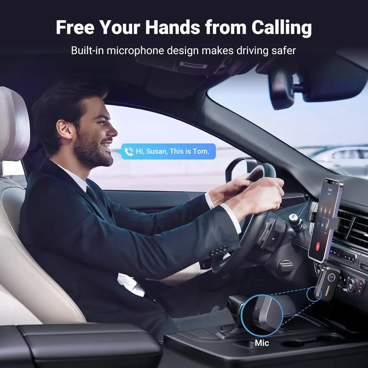 UGREEN 3.5mm Aux Bluetooth 5.3 Audio Transfer Adapter for Vehicle