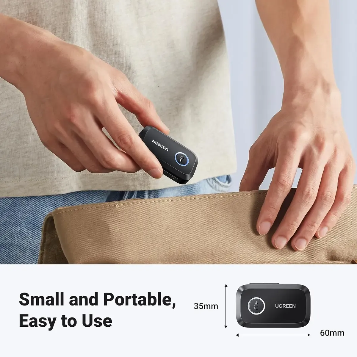 UGREEN 3.5mm Aux Bluetooth 5.3 Audio Transfer Adapter for Vehicle