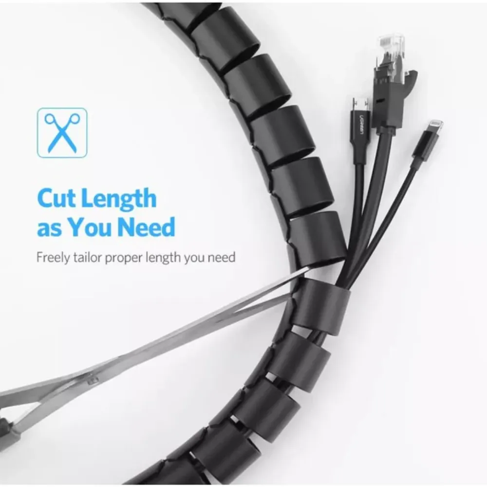 Ugreen Hook and Loop Cable Organizer Roll 1.5m 3m Black