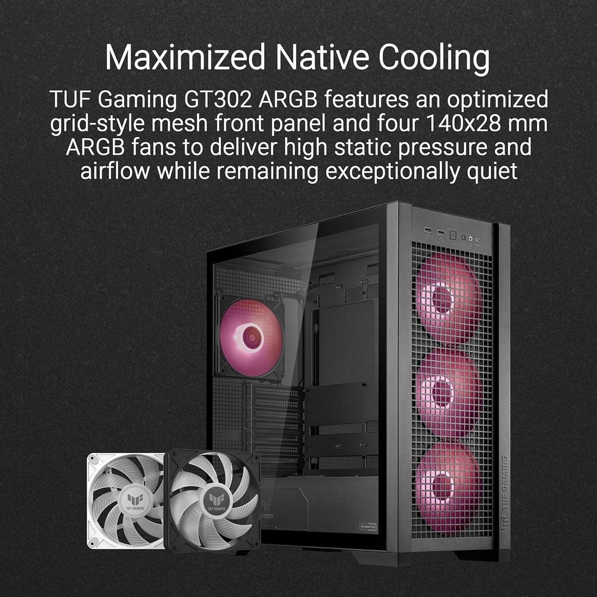 Asus Tuf Gaming GT302 ARGB Mid-Tower ATX Case - White | Black