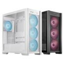 Asus TUF Gaming GT302 ARGB Mid-Tower ATX Computer Case (White / Black) with High-Airflow Mesh Front Panel, 4x Pre-Installed 140mm x 28mm ARGB Fans, Hidden-Connector BTF Motherboard Support & Tool-Free Interchangeable Side Panels