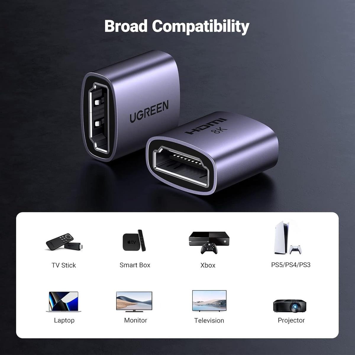 UGREEN HDMI 8K Female to Female Adapter For Extension 8k@60Hz Without chip