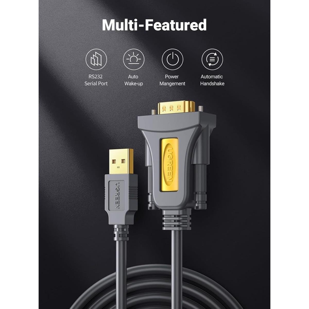 UGREEN USB 2.0 A To DB9 RS-232 Male Adapter Cable 2M