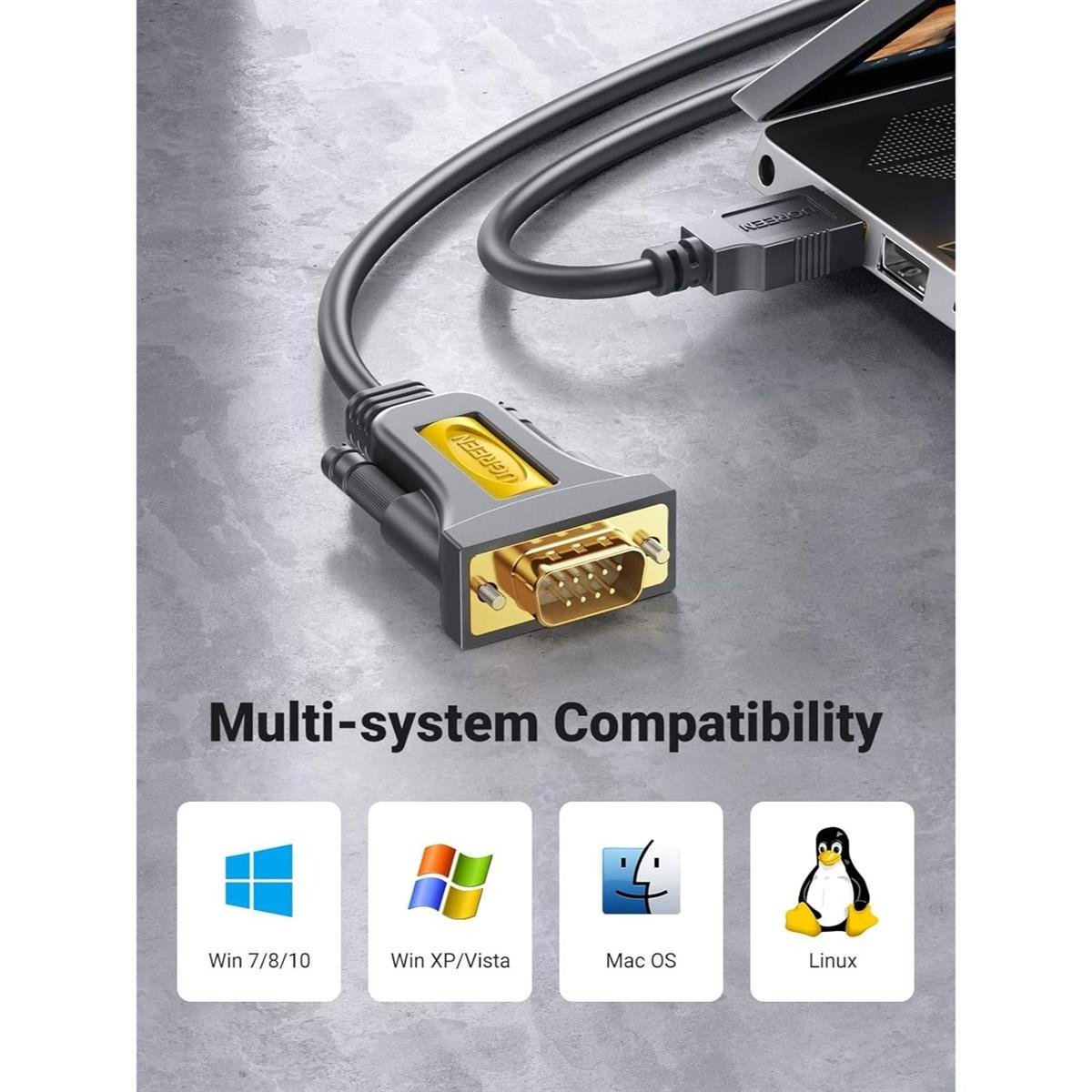 UGREEN USB 2.0 A To DB9 RS-232 Male Adapter Cable 2M